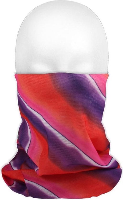 Multifunctionele morf sjaal rood/roze met gekleurde strepen voor volwassenen - Gezichts bedekkers - Maskers voor mond - Windvangers