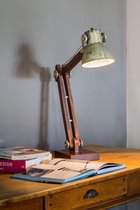 Light & Living Bureaulamp Ekerd - Hout Bruin Met Vintage Zilver - Ø60x54cm