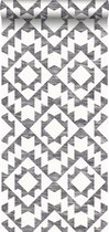 ESTAhome behang Marrakech aztec tapijt zwart en wit - 148677
