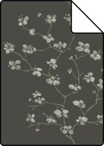 Proefstaal ESTAhome behangpapier bloesemtakken zwart - 148737 - 26,5 x 21 cm