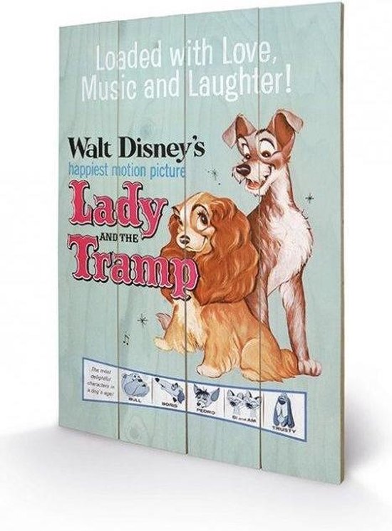 DISNEY - Printing on wood 40X59 - Lady and the Tramp Move