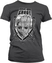 GUARDIANS OF THE GALAXY - T-Shirt Groot Distressed Shield - GIRL (XL)