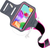 Samsung Galaxy A41 Hoesje - Mobiparts - Comfort Fit Serie - Neopreen Sportarmband - Neon Pink - Hoesje Geschikt Voor Samsung Galaxy A41