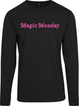 Urban Classics Longsleeve top -XS- Magic Monday Slogan Zwart