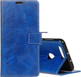 Retro Crazy Horse Texture horizontale flip lederen case voor OPPO A7 / AX7, met houder & kaartsleuven & fotolijst (blauw)