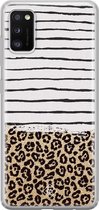 Samsung A41 hoesje siliconen - Luipaard strepen | Samsung Galaxy A41 case | Bruin/beige | TPU backcover transparant