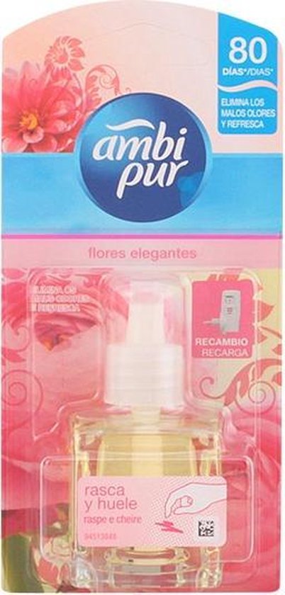Ambi Pur navulling met bloemige geur "flores elegantes". 80 dagen frisheid.