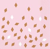 Amscan Servetten 33x33 Cm Roze/goud 16 Stuks