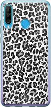 Huawei P30 Lite hoesje siliconen - Luipaard grijs | Huawei P30 Lite case | grijs | TPU backcover transparant