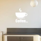 Muursticker Coffee - Wit - 40 x 48 cm - keuken engelse teksten bedrijven