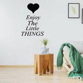 Muursticker Enjoy The Little Things - Zwart - 43 x 60 cm - woonkamer slaapkamer engelse teksten