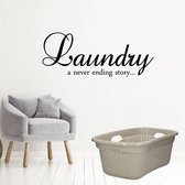 Laundry A Never Ending Story -  Geel -  160 x 64 cm  -  engelse teksten  wasruimte  alle - Muursticker4Sale