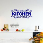 Muursticker Kitchen -  Donkerblauw -  160 x 67 cm  -  keuken  engelse teksten  alle - Muursticker4Sale
