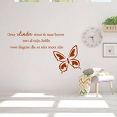 Muursticker Vlinder Naar Boven -  Bruin -  120 x 71 cm  -  woonkamer  slaapkamer  nederlandse teksten  alle - Muursticker4Sale