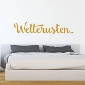 Muursticker Welterusten -  Goud -  80 x 16 cm  -  baby en kinderkamer  slaapkamer  nederlandse teksten  alle - Muursticker4Sale