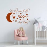 Muursticker We Love You To The Moon And Back -  Bruin -  160 x 110 cm  -  baby en kinderkamer - baby  baby en kinderkamer  engelse teksten  alle - Muursticker4Sale
