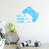 Muursticker Eat, Sleep Game - Lichtblauw - 60 x 45 cm - baby en kinderkamer - jongens engelse teksten baby en kinderkamer