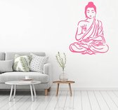 Muursticker Buddha -  Roze -  80 x 107 cm  -  slaapkamer  keuken  woonkamer  alle - Muursticker4Sale