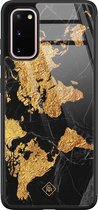 Samsung S20 hoesje glass - Wereldkaart | Samsung Galaxy S20 case | Hardcase backcover zwart