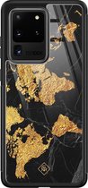 Samsung S20 Ultra hoesje glass - Wereldkaart | Samsung Galaxy S20 Ultra  case | Hardcase backcover zwart