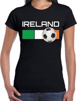 Ireland / Ierland voetbal / landen t-shirt met voetbal en Ierse vlag - zwart - dames -  Ierland landen shirt / kleding - EK / WK / Voetbal shirts XS