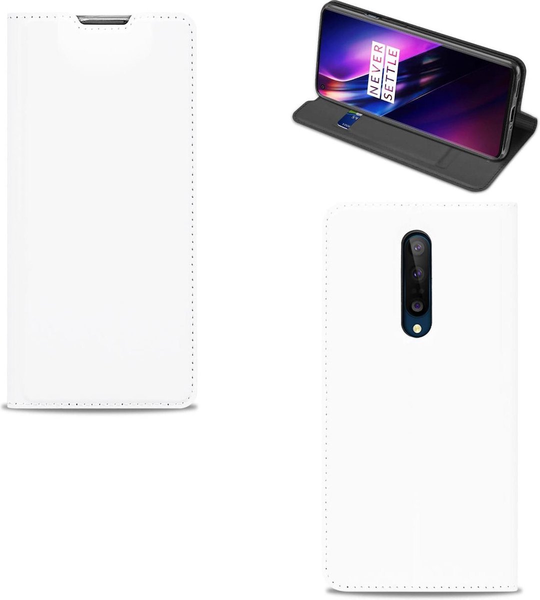 Bookcase Hoesje OnePlus 8 Wit met Pashouder