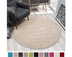 foto van Loca Shaggy Vloerkleed Beige - 120 CM - Vloerkleed Hoogpolig - Tapijt Woonkamer, Slaapkamer