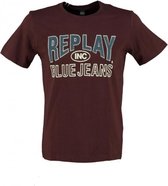 Replay bordeaux rood slim fit t-shirt - valt 1 maat kleiner - Maat S