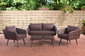 Clp Skara Loungeset - 1,25mm vlak Polyrattan - bruin gemêleerd - terrabruin 40 cm (donkerbruin)