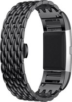Metaal Scales schakel bandje zwart geschikt voor Fitbit Charge 3 / Charge 4