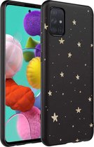 iMoshion Design voor de Samsung Galaxy A71 hoesje - Sterren - Zwart / Goud