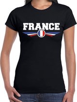 Frankrijk / France landen t-shirt zwart dames - Frankrijk landen shirt / kleding - EK / WK / Olympische spelen outfit S