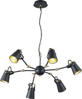 LED Hanglamp - Trion Edwy - E14 Fitting - 6-lichts - Rond - Mat Zwart - Aluminium - BSE