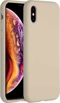 Accezz Hoesje Geschikt voor iPhone Xs / X Hoesje Siliconen - Accezz Liquid Silicone Backcover - beige