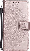 Shop4 - iPhone SE (2022) / SE (2020) / 8 / 7 Hoesje - Wallet Case Mandala Patroon rosé Goud