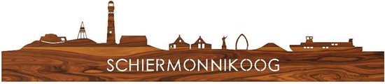 Skyline Schiermonnikoog Palissander hout - 80 cm - Woondecoratie - Wanddecoratie - Meer steden beschikbaar - Woonkamer idee - City Art - Steden kunst - Cadeau voor hem - Cadeau voor haar - Jubileum - Trouwerij - WoodWideCities