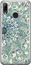 Huawei P Smart 2019 hoesje siliconen - Mandala blauw | Huawei P Smart (2019) case | blauw | TPU backcover transparant