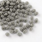 Duo beads, glaskralen, ovaal met 2 gaten, grijs, 5 x 3,5 x 3mm, 60 gram