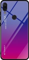 Voor Geschikt voor Xiaomi Redmi Note 7 glazen behuizing met kleurverloop (rood blauw)