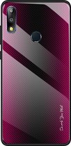 Voor Asus ZenFone Max Pro M2 ZB631KL Texture Gradient Glass Protective Case (Rose Red)