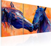 Schilderijen Op Canvas - Schilderij - Blue Horses 120x60 - Artgeist Schilderij