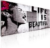 Schilderijen Op Canvas - Schilderij - Banksy: Life is Beautiful 200x80 - Artgeist Schilderij
