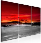 Schilderijen Op Canvas - Schilderij - Crimson Landscape (3 Parts) 120x60 - Artgeist Schilderij