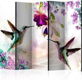 Kamerscherm - Scheidingswand - Vouwscherm - Hummingbirds and Flowers II [Room Dividers] 225x172 - Artgeist Vouwscherm