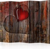 Kamerscherm - Scheidingswand - Vouwscherm - Heart on wooden background II [Room Dividers] 225x172 - Artgeist Vouwscherm