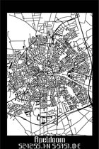 Plan de la ville bois de palissandre Apeldoorn - 40x60 cm - Déco plan de la ville - Décoration murale
