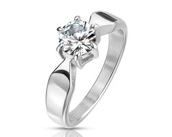 Ring Dames - Ringen Dames - Ringen Vrouwen - Zilverkleurig - Zilveren Kleur - Ring - Met Indrukwekkend Steentje - Proxa