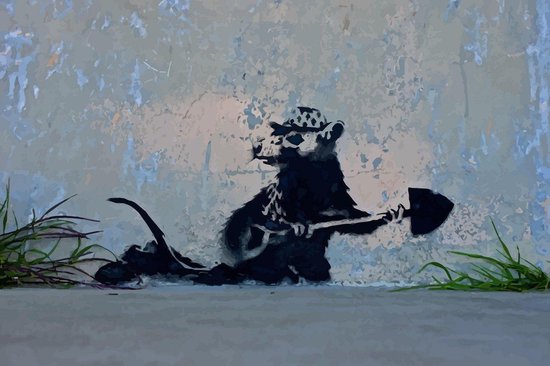 BANKSY creusant le rat Impression sur toile