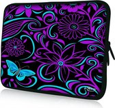 Sleevy 13,3 laptophoes paars/blauwe bloemen design - laptop sleeve - laptopcover - Sleevy Collectie 250+ designs