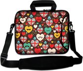 Sleevy 17,3 laptoptas Engels hartjes patroon